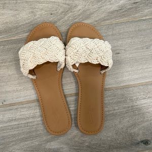 Cream woven flat sandal